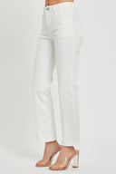 White Mid-Rise Ankle Boot Cut Jeans