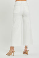 White High-Rise Crop Wide Jeans