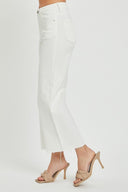 White High-Rise Crop Wide Jeans